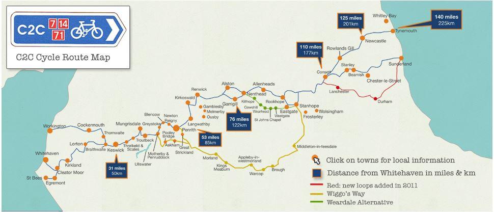 C2c Cycle Route Map Hadrians Cycleway And C2C | Komoot