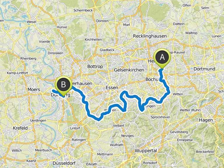 Ruhrtalradweg Bochum bis Duisburg Fahrradtour Komoot