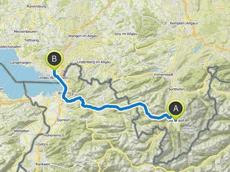 Von Oberstdorf nach Lindau (Bodensee) Fahrradtour Komoot
