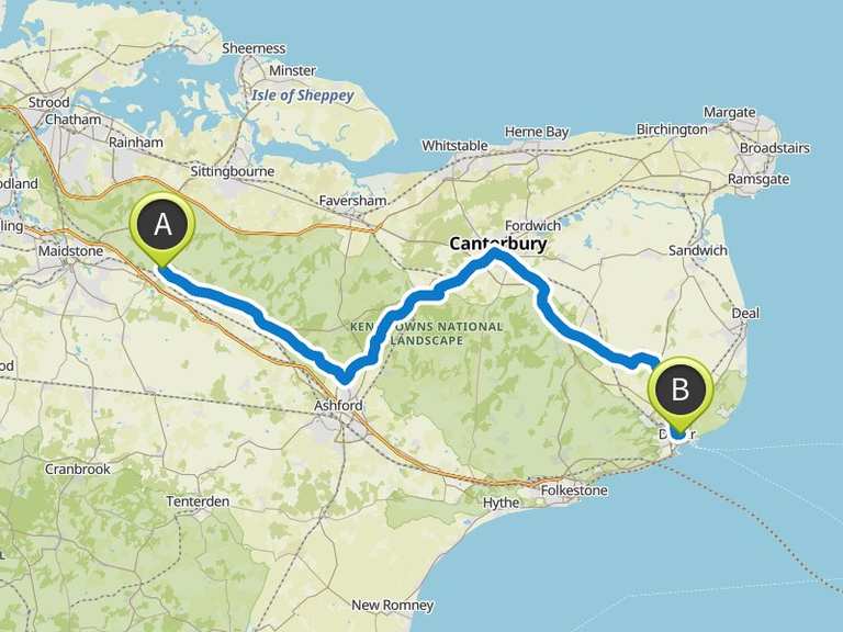 Stage 3: Hollingbourne to Dover — North Downs Way | gravel ride | Komoot