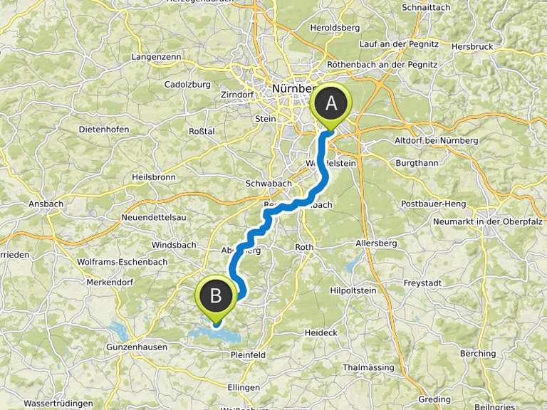 Radwanderweg Nürnberg Reichswald Brombachsee bike Tour Komoot