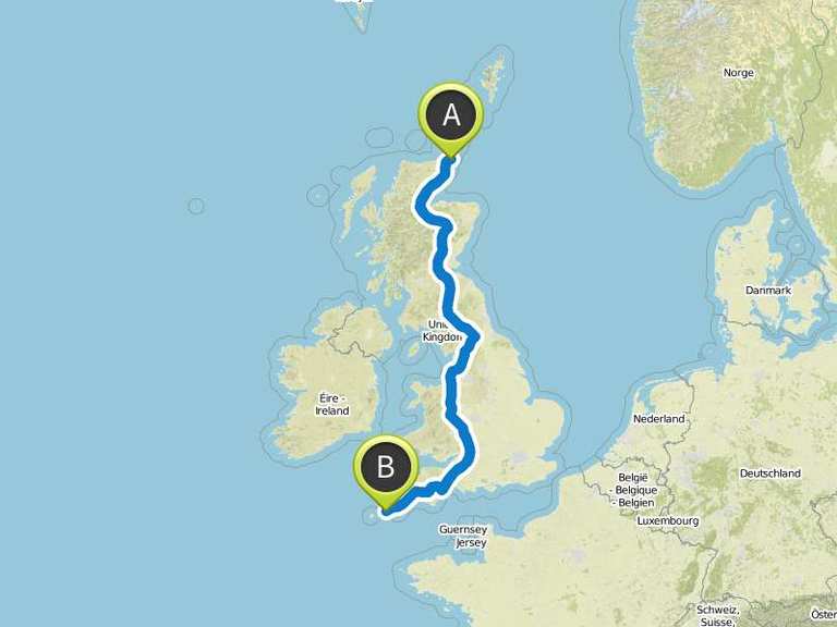 lands end to john o groats cycle distance