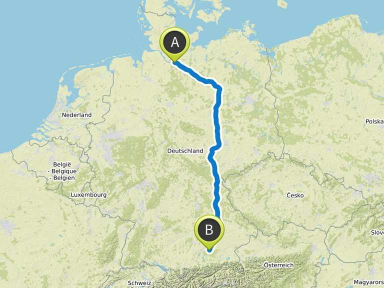 Von Hamburg nach München road ride Komoot