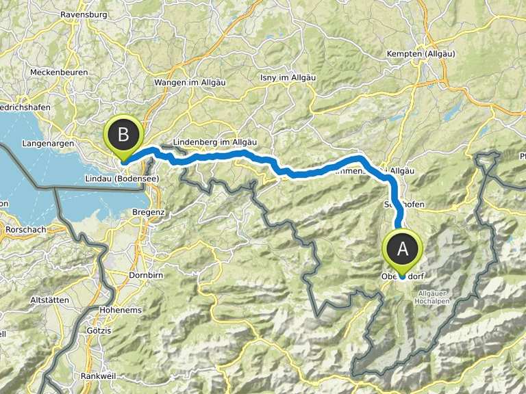 Von Oberstdorf nach Lindau (Bodensee) Fahrradtour Komoot