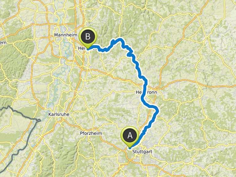 Neckarradweg Stuttgart Heidelberg Fahrradtour Komoot