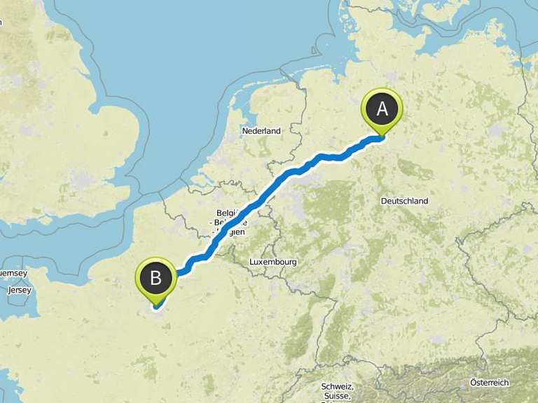 Von Hannover nach Paris Fahrradtour Komoot