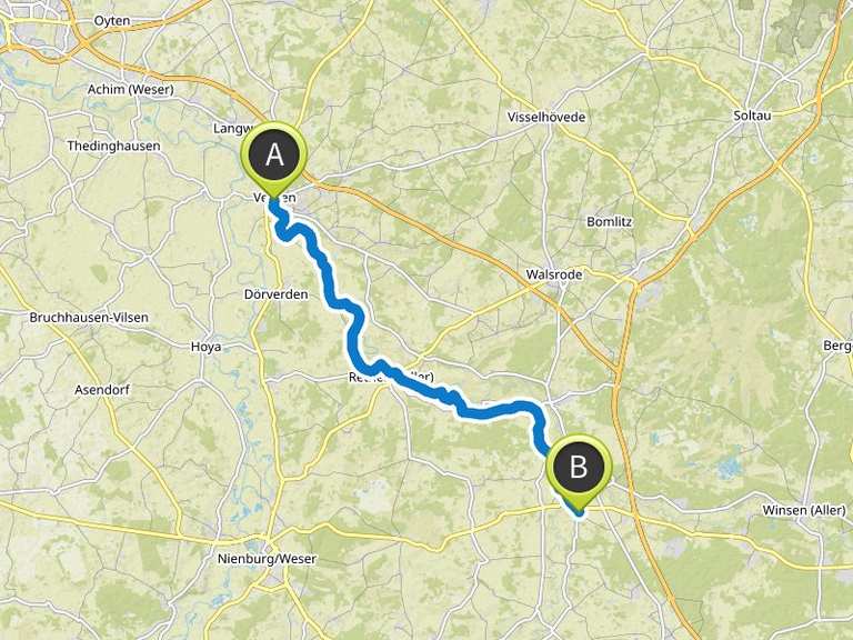 Etappe 1 Von Verden nach Schwarmstedt AllerRadweg bike Tour Komoot