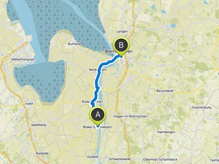 Etappe 13 Von Brake nach NordenhamBlexen/Bremerhaven WeserRadweg
