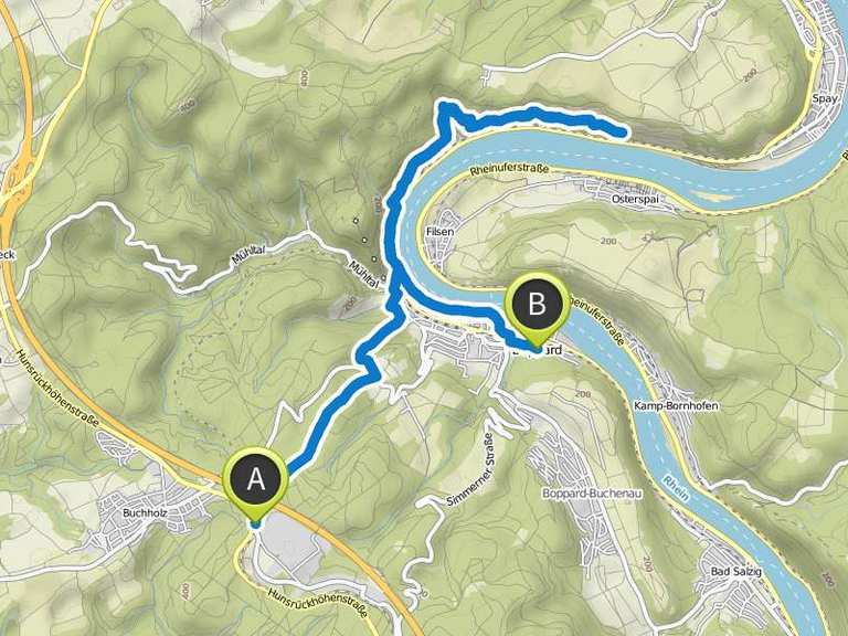 Von BoppardBuchholz, Boppard nach Boppard Wanderung Komoot