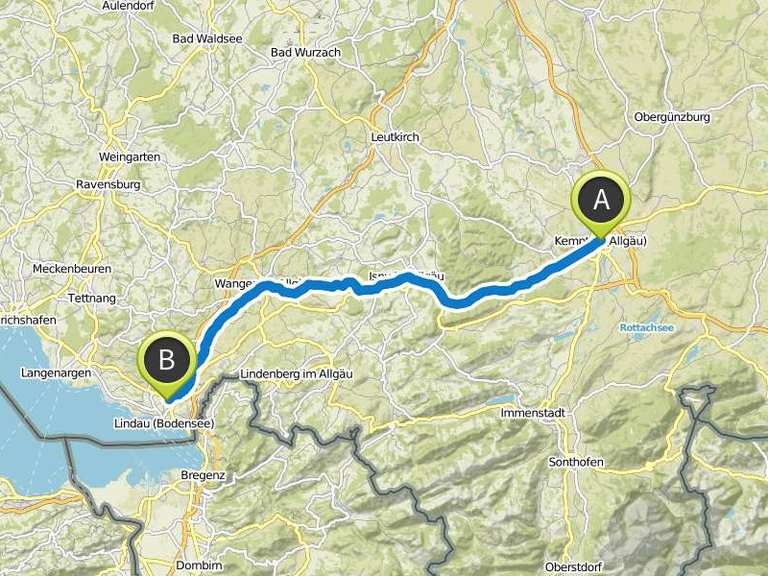 Von Kempten (Allgäu) nach Lindau (Bodensee) Fahrradtour Komoot
