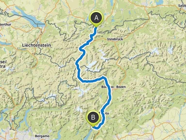 Alpenüberquerung Garmisch Gardasee Fahrradtour Komoot