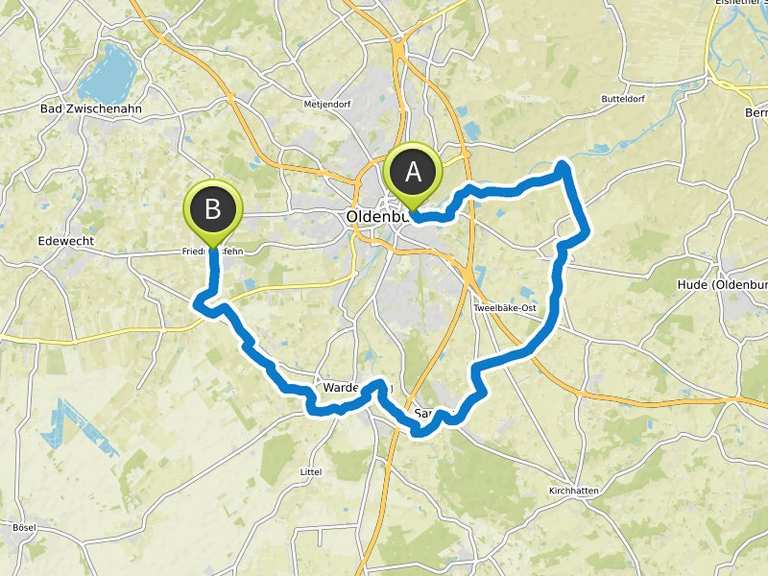 fahrrad-und freizeitkarte route um oldenburg