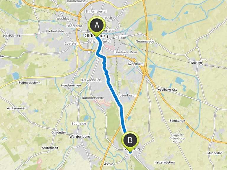 fahrrad-und freizeitkarte route um oldenburg