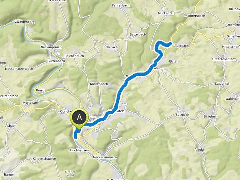 Elztalradweg Neckaelz, Mosbach, Dallau bis zur Abzweiging nach Elztalradweg Neckaelz, Mosbach, Dallau bis zur Abzweiging nach